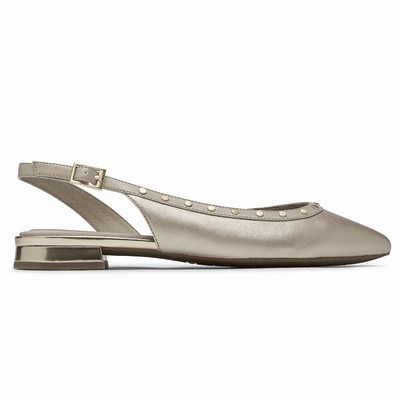 Rockport Total Motion Zuly Studded Slingback Flache Schuhe Damen Silber ROS-560194